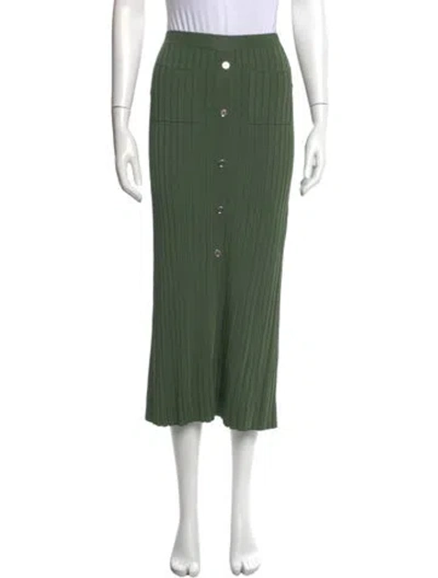 Pre-owned Sandro Pleated Accents Midi Length Skirt In Green