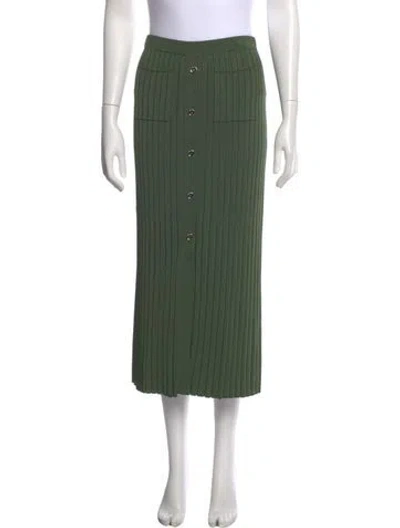 Pre-owned Sandro Pleated Accents Midi Length Skirt In Green