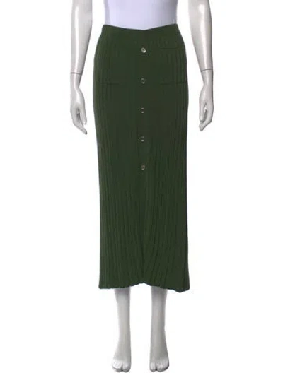 Pre-owned Sandro Pleated Accents Midi Length Skirt In Green