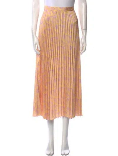 Pre-owned Sandro Pleated Accents Midi Length Skirt In Yellow