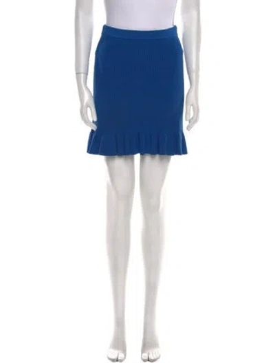 Pre-owned Sandro Pleated Accents Mini Skirt In Blue