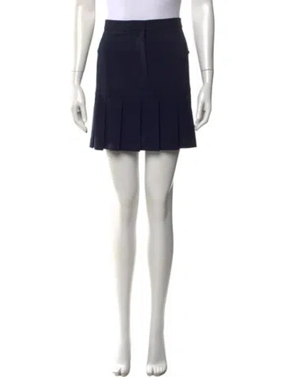 Pre-owned Sandro Pleated Accents Mini Skirt In Blue