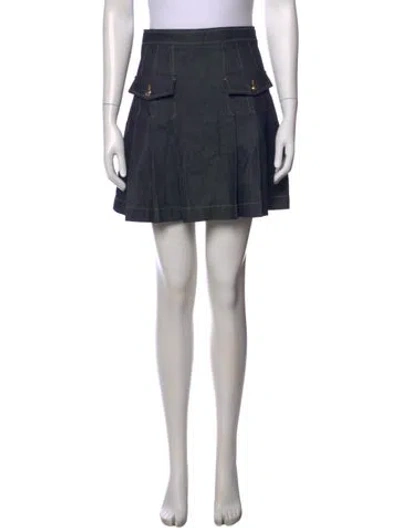 Pre-owned Sandro Pleated Accents Mini Skirt In Blue