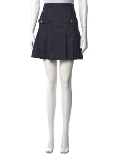 Pre-owned Sandro Pleated Accents Mini Skirt In Blue