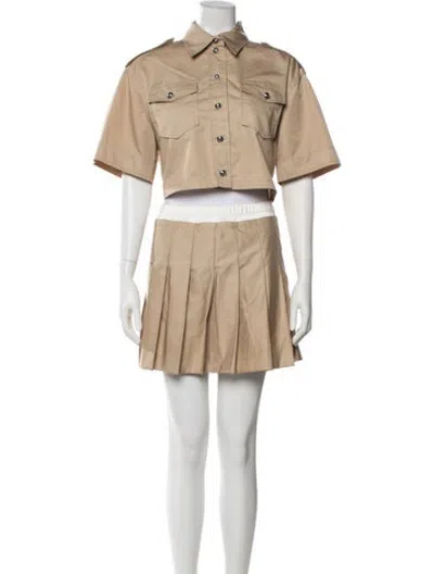 Pre-owned Sandro Pleated Accents Skirt Set In Neutrals