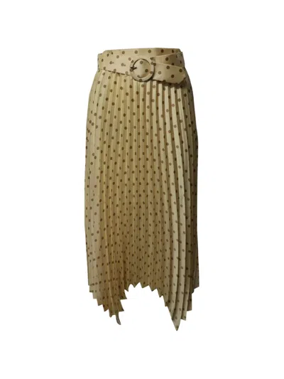 Pre-owned Sandro Pleated Belted Maxi Skirt In Neutral