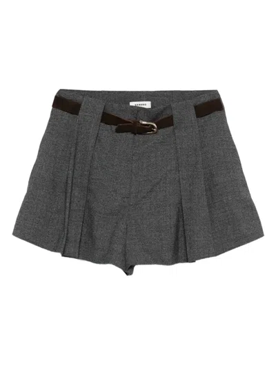 Sandro Pleated Belted Shorts In Gray