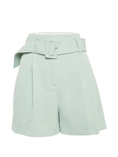 Pre-owned Sandro Pleated Belted Shorts In Green