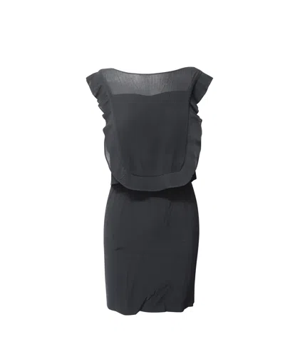 Sandro Pleated Bib Sheath Dress In Black Viscose