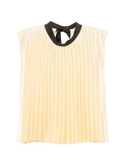 Sandro Pleated Blouse In Neutral