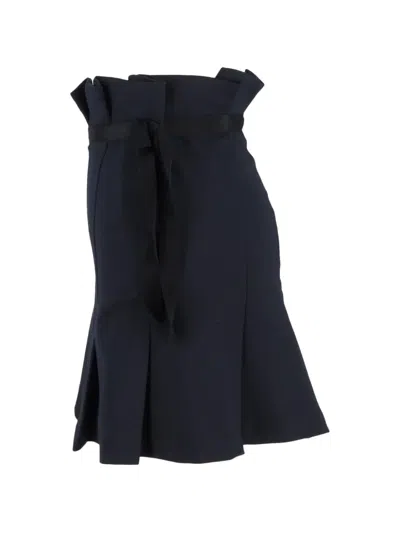 Pre-owned Sandro Pleated Bow Mini Skirt In Blue