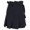 Sandro Pleated Bow Mini Skirt In Navy Blue Polyester
