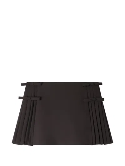 Sandro Pleated Bow-detail Mini Skirt In Brown