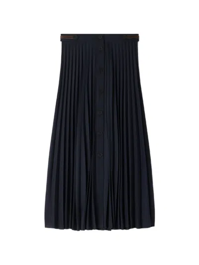 Sandro Pleated Button-front Midi Skirt In Blue
