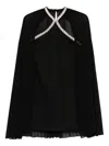 Sandro Pleated-cape Embellishment Mini Dress In Black