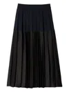 Sandro Pleated Colourblock Midi Skirt In Black