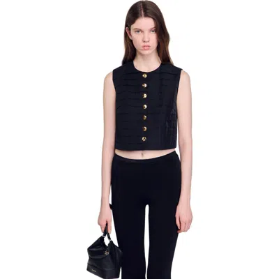 SANDRO SANDRO PLEATED CROP TOP