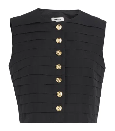 SANDRO PLEATED CROP TOP