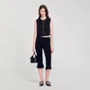 Sandro Eilat Pleated Button-front Top In Black