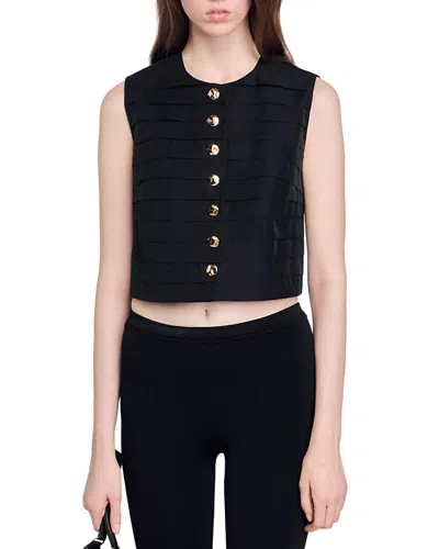 SANDRO PLEATED CROPPED TOP