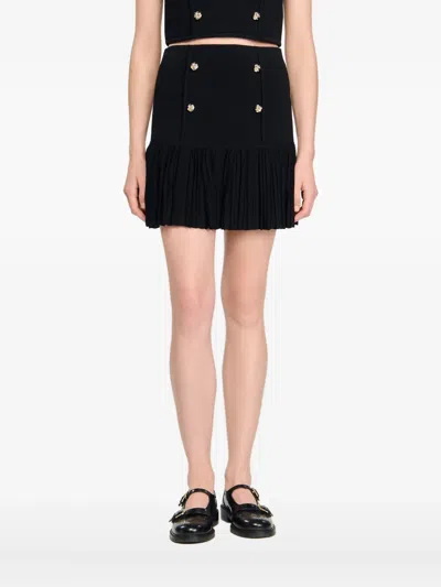 Sandro Double Breasted Ruffle Mini Skirt In Black
