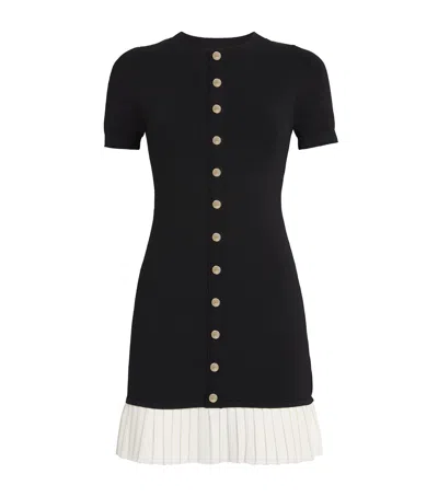Sandro Pleated-hem Mini Dress In Black