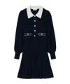 Sandro Pleated Knit Dress In Noir / Gris