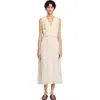 Sandro Pleated Maxi Dress In Ecru