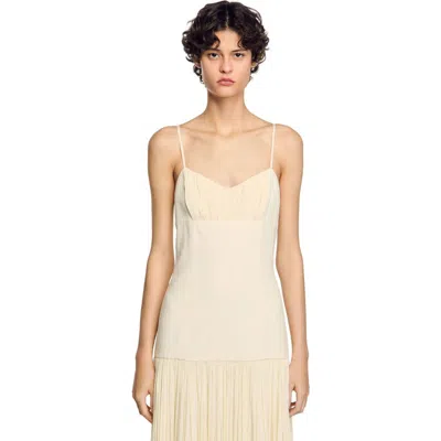 Sandro Pleated Maxi Dress In Naturels
