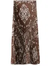 Sandro Womens Bruns Bandana-pattern Pleated Woven Maxi Skirt In Brown