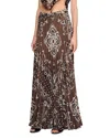 Sandro Womens Bruns Bandana-pattern Pleated Woven Maxi Skirt In Brown/black