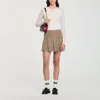Sandro Pleated Micro Houndstooth Skirt In Brown