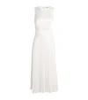 Sandro Plissé-effect Satin Dress In Beige