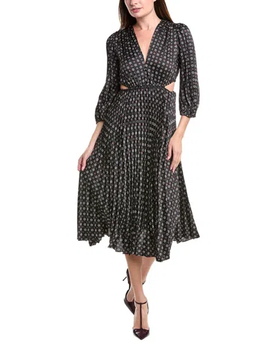 Sandro Pleated Midi Dress In Black