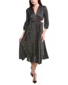 Sandro Pleated Midi Dress In Gray