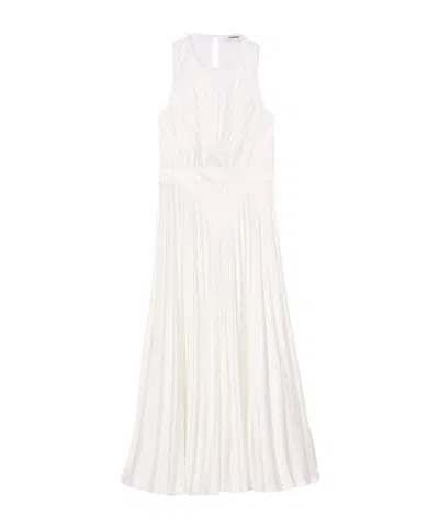 Sandro Womens Naturels Sleeveless Lace-trim Linen-blend Maxi Dress In White