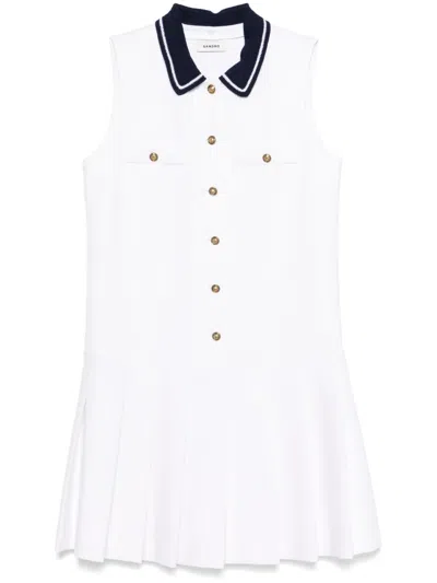 Sandro Short Dress With Contrasting Collar In Naturels