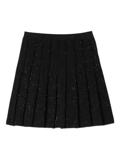 Sandro Womens Black Pleated Tweed Mini Skirt