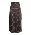 Sandro Pleated Patterned Midi Skirt In Brown