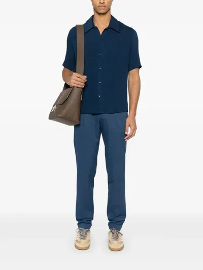 Sandro Pleated Shirt In Royal Blue