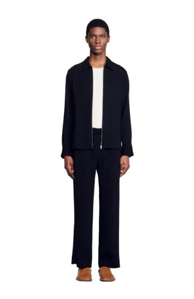 Sandro Pleated Shirt In Black