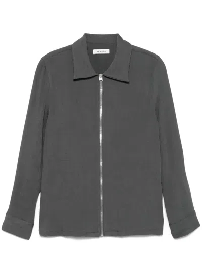 Sandro Pleated Shirt In Grey