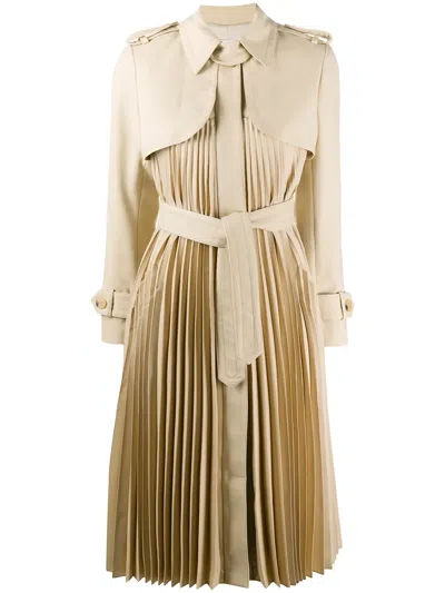 Sandro Pleated Trench Coat With Belt In Beige