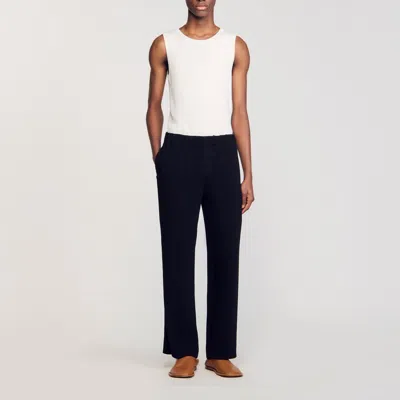 Sandro Pleated Trousers In Blue