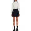 Sandro Womens Striped Flared Stretch-wool Mini Skirt Navy Blue In Black