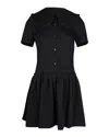 Sandro Pleated Twill Mini Dress In Black Polyester In Black