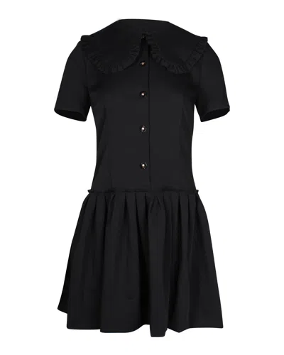 Sandro Pleated Twill Mini Dress In Black Polyester
