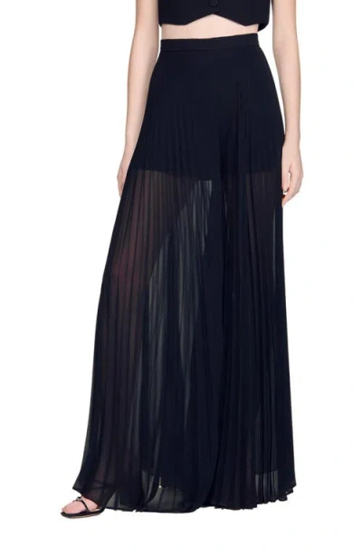 Sandro Pleated Trousers In Black