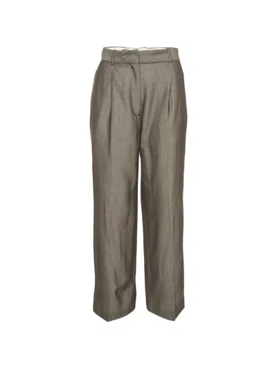 Pre-owned Sandro Pleated Wide-leg Trousers In 灰色