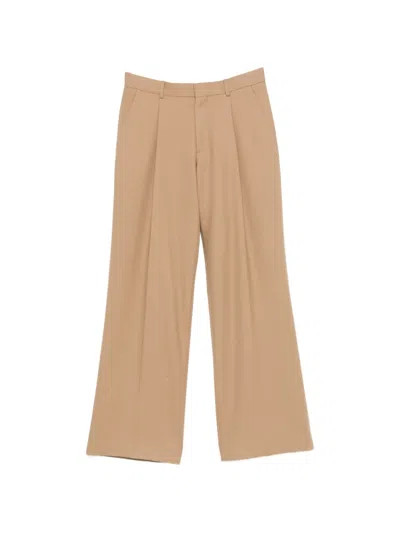 Sandro Pleated Wide-leg Trousers In Brown